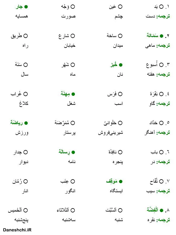 عربی 8 درس 5 تمرین 3