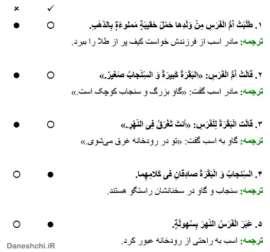 جواب تمرین صفحه 53 عربی هشتم