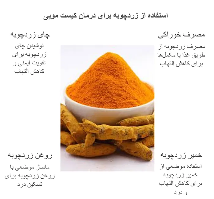 طریقه مصرف زردچوبه برای کیست مویی
