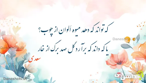 معنی بیت " که تواند که دهد میوه الوان از چوب؟ " + آرایه