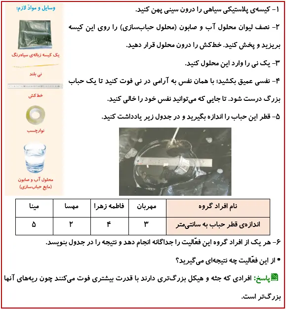 جواب فعالیت صفحه 84 درس دهم علوم 4
