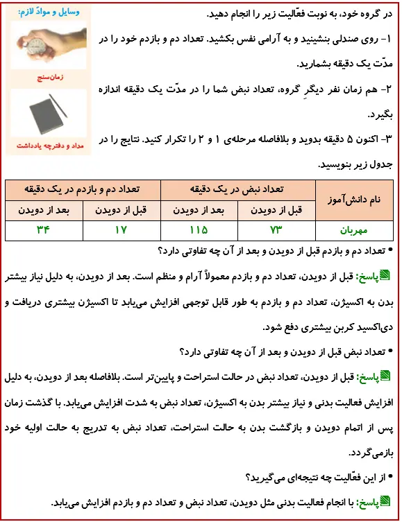 جواب فعالیت صفحه 89 درس دهم علوم 4