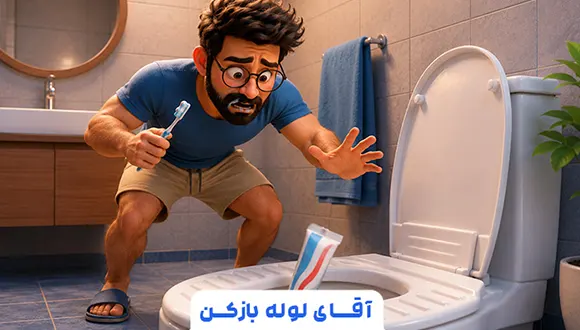 افتادن خمیر دندان در چاه دستشویی
