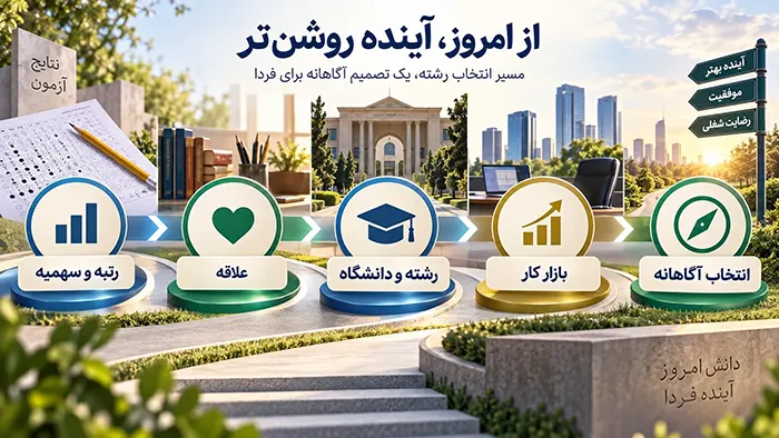 انتخاب رشته هوشمند بر پایه رتبه، علاقه و بازار کار