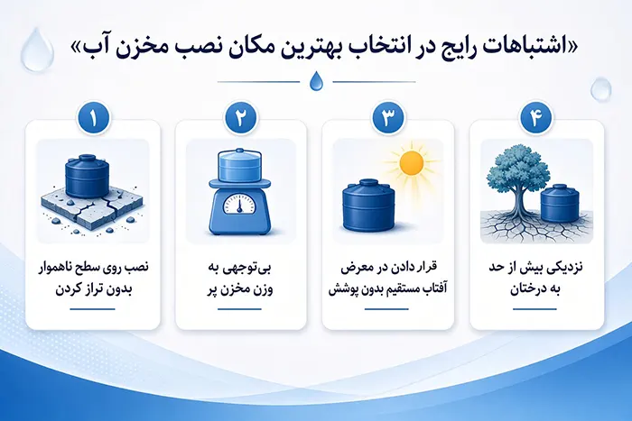 اشتباهات رایج در انتخاب محل نصب مخزن آب