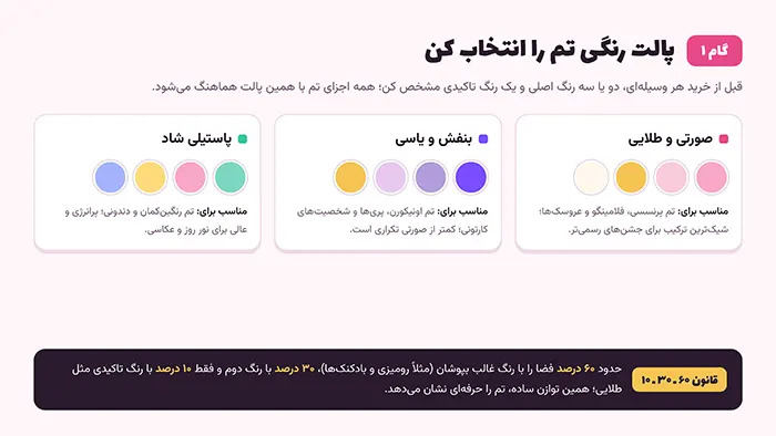 انتخاب پالت رنگی تم تولد